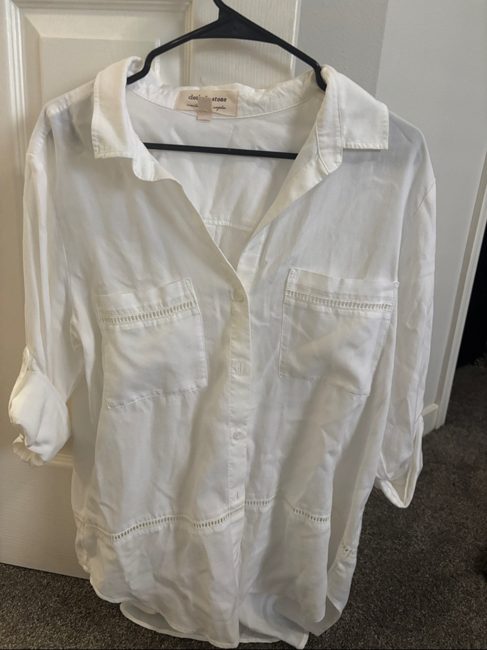 cloth & stone White Sheer Button Tunic with Chest Pockets